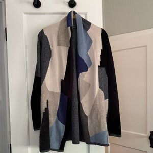 Nic+Zoe Color Block Shawl Nexk Drapey Cardigan - EUC